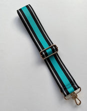 Load image into Gallery viewer, Bag Strap Turquoise Silver Stripe