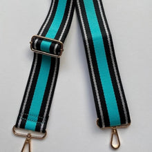 Load image into Gallery viewer, Bag Strap Turquoise Silver Stripe
