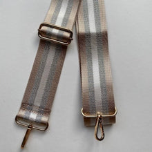 Load image into Gallery viewer, Bag Strap Taupe Silver Stripe
