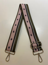 Load image into Gallery viewer, Bag Strap Pink Khaki Silver Stars (silver)