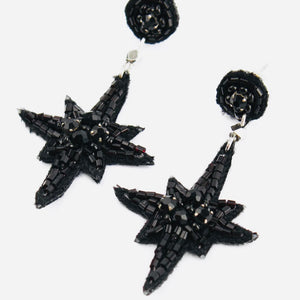 Mini Black Star Earrings