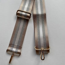 Load image into Gallery viewer, Bag Strap Taupe Silver Stripe
