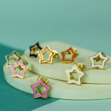 Load image into Gallery viewer, Enamel Gold Star Stud

