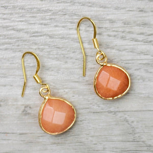 Amisha Gold Earring Pink Natural Stone