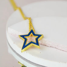 Load image into Gallery viewer, Asymmetric Navy Enamel Star Necklace
